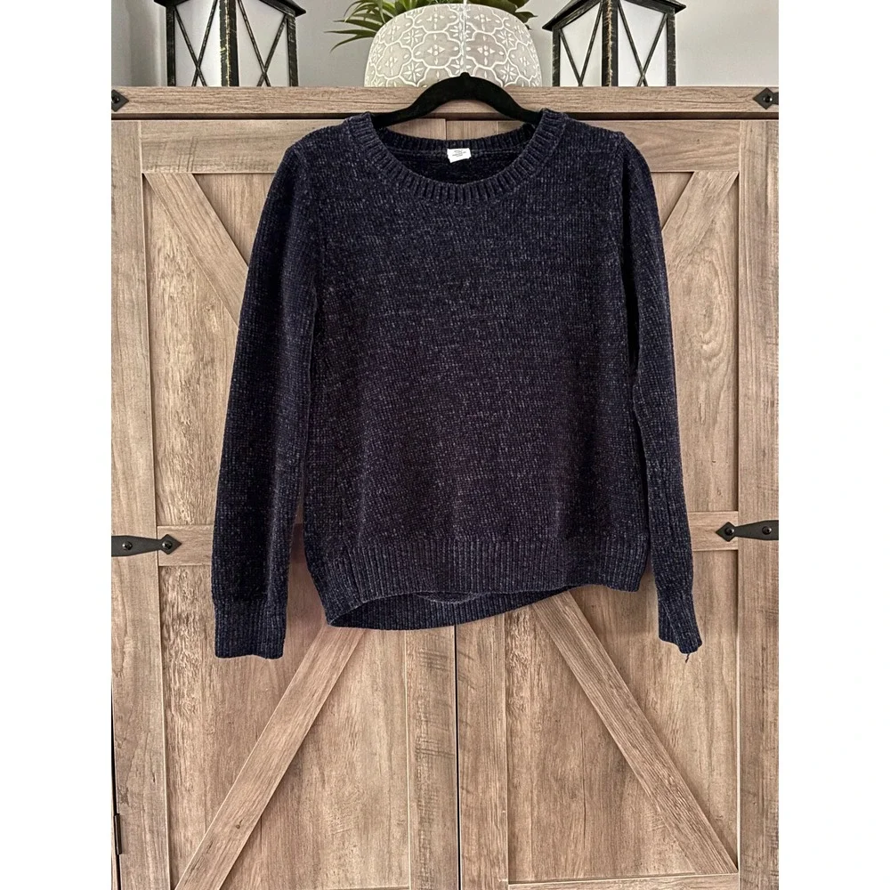Harper Canyon Girls Navy Blue Chenille Knit Sweater Size 7 Pullover Crew Neck